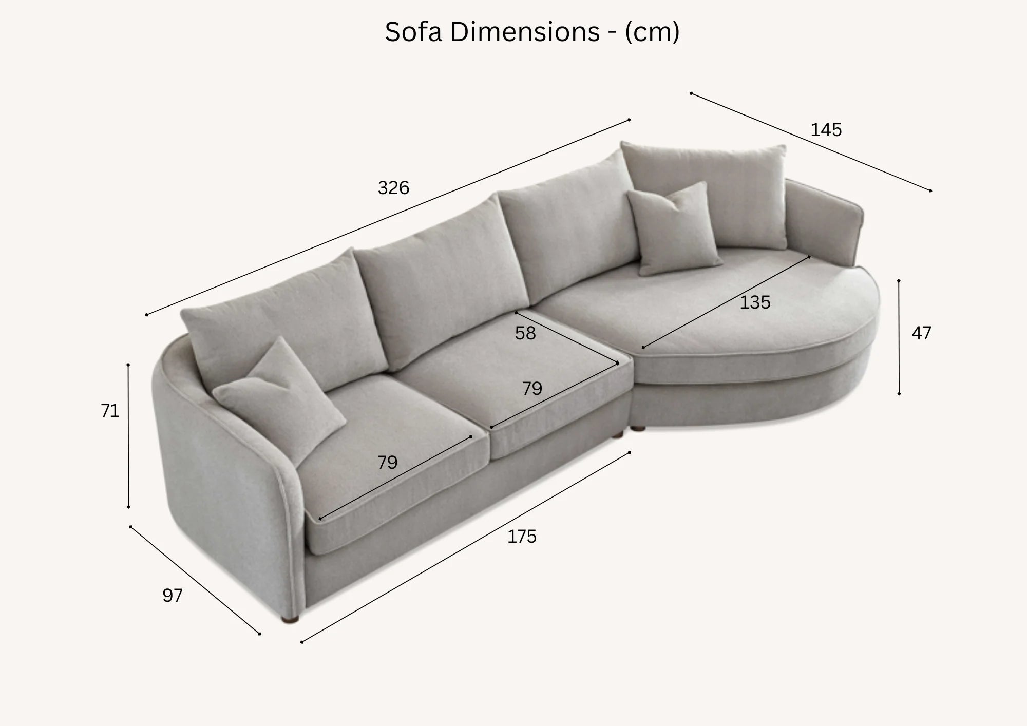 Aluxo Melby Pebble Taupe Boucle Corner Chaise Sofa | 4 Seater